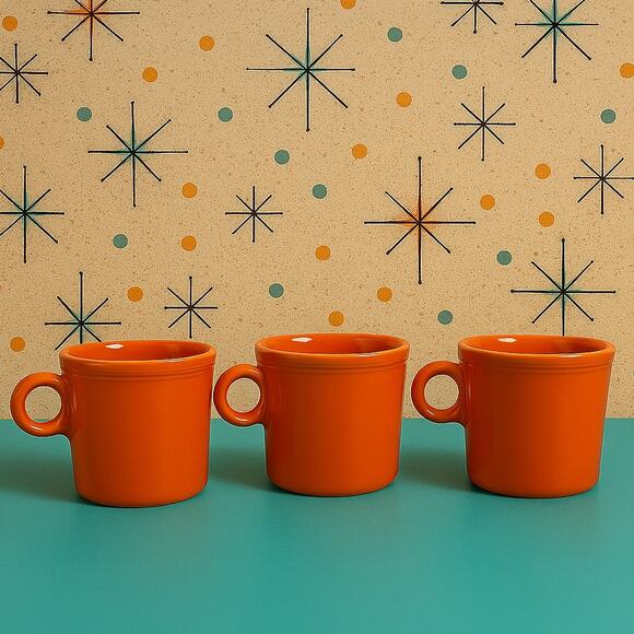 Atomic Tangerine Twist 3 Fiesta Ring Cup/Mug Tangerine ORANGE Tom Jerry RETIRED - Picture 1 of 8